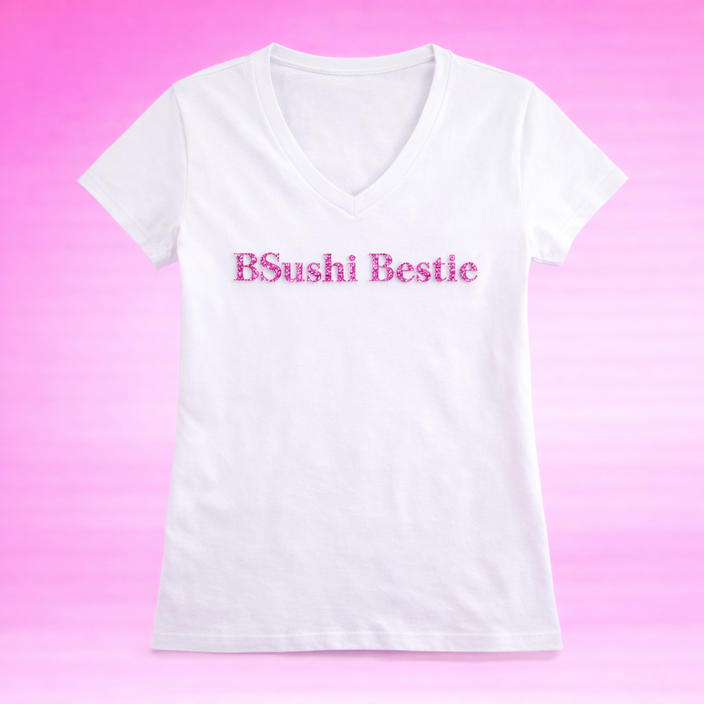 Bsushi Bestie Rhinestone V-Neck Tee