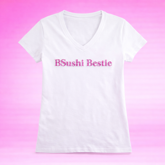 Bsushi Bestie Rhinestone V-Neck Tee